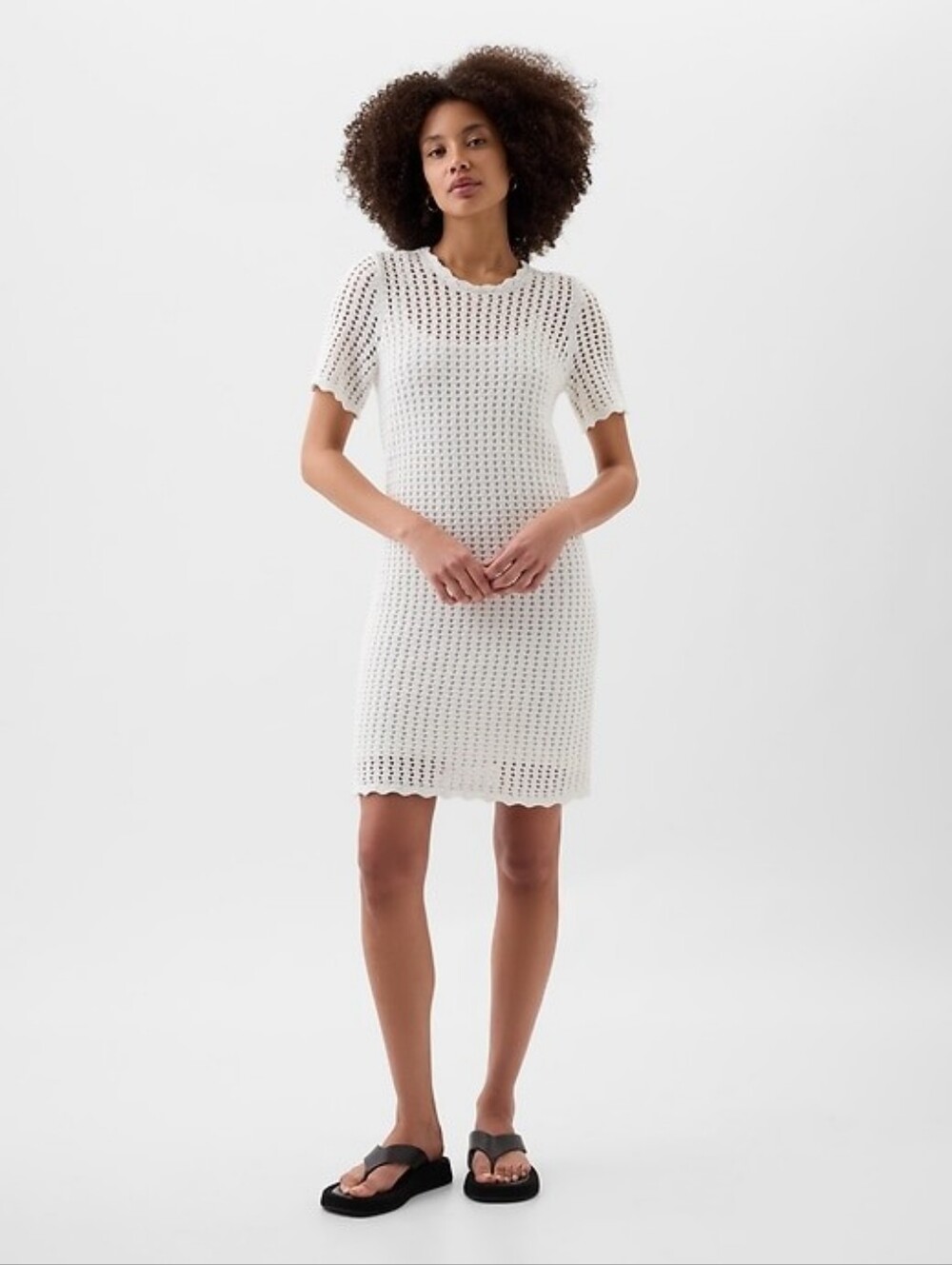 NWT GAP Womens Crochet Mini Dress Size M‎ White Coastal Euro Summer Beach Bridal
